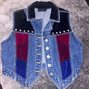 Studded Vintage Denim Vest (+Velvet Detailing)